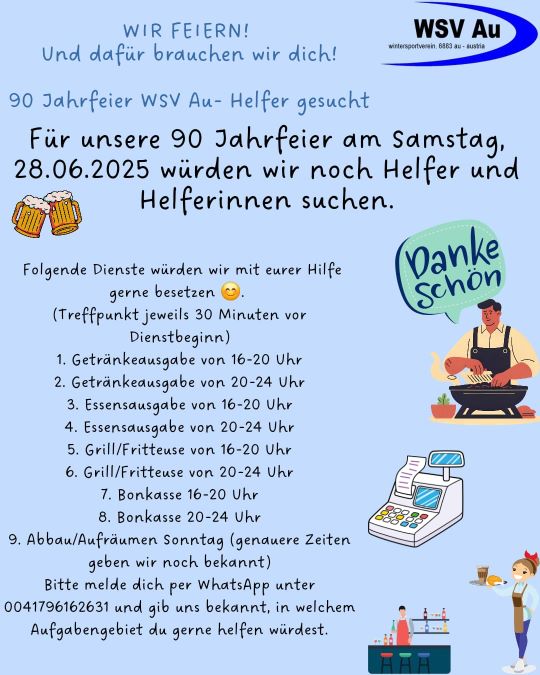 Helfer für Fest 90 Jahre WSV Au